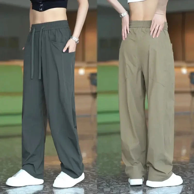 美式薄款休闲裤男款夏季时尚舒适透气运动长裤潮流宽松阔腿弯刀裤