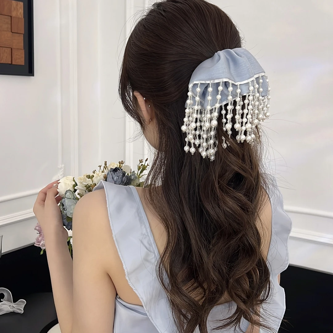 轻奢重工珠珠缎面发圈高级感大肠发圈时尚百搭超仙发绳气质复古