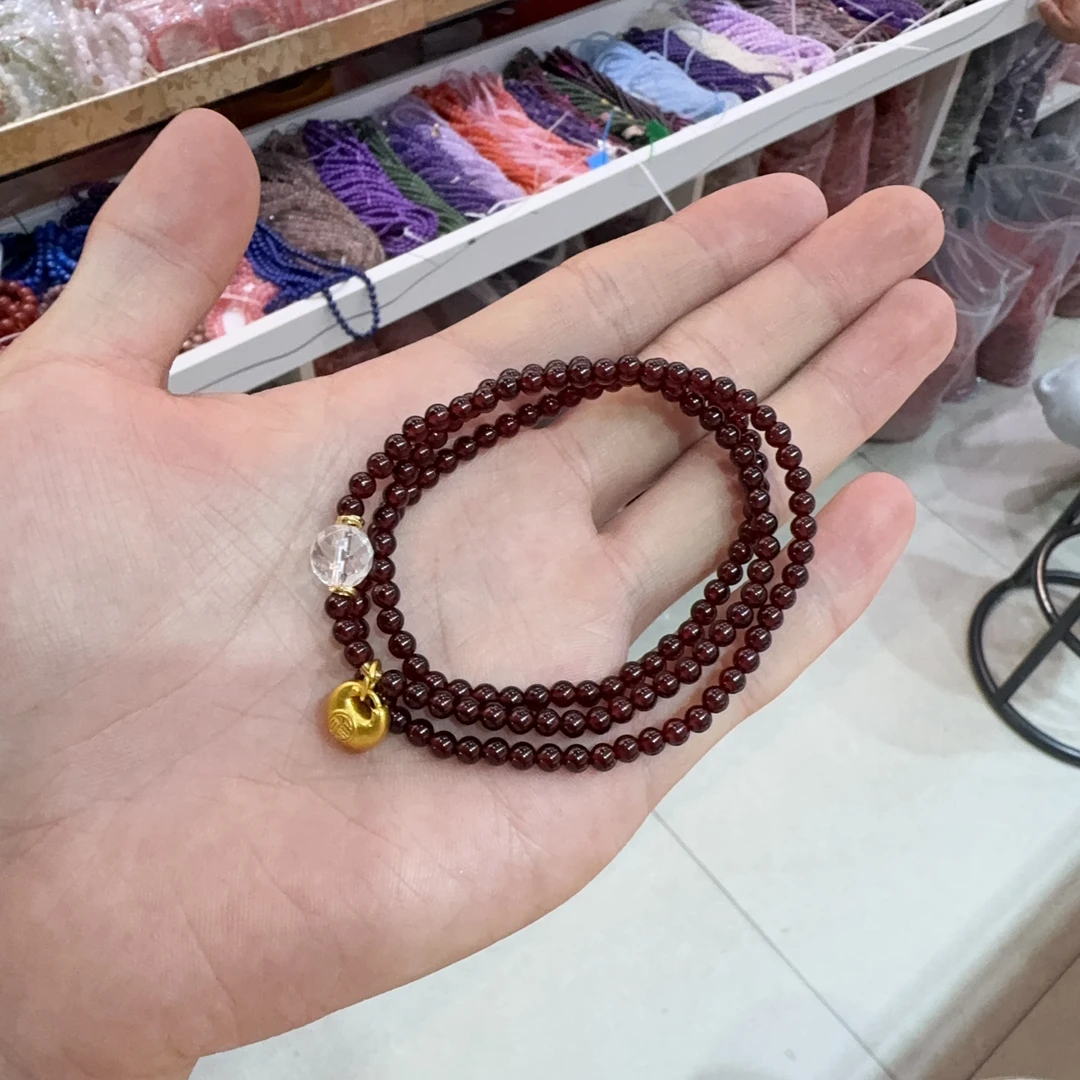 天然石榴石小米珠手链约4mm左右多样性拍一发一x