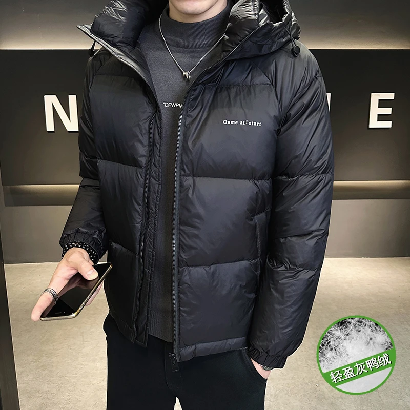 轻奢新款冬季男士羽绒服潮流帅气痞帅轻薄连帽加厚外套男冬装衣服