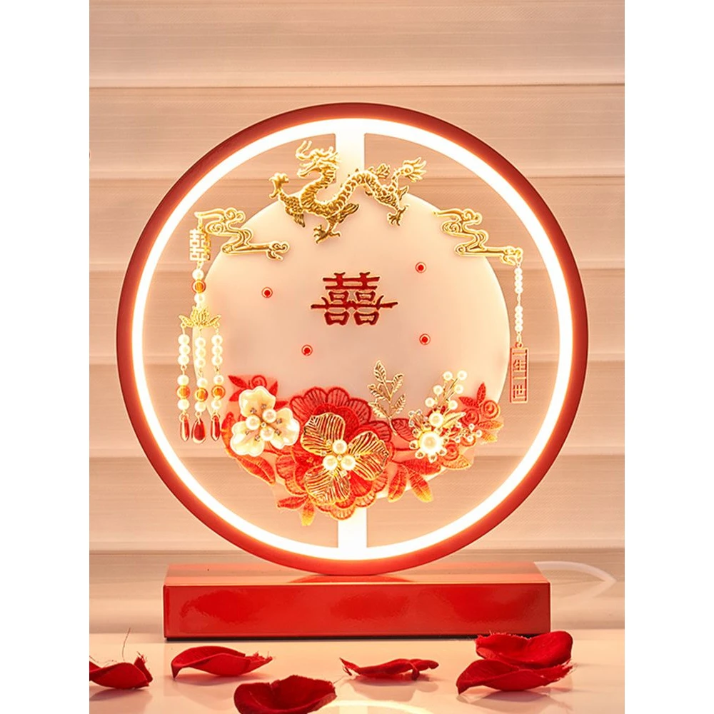 结婚台灯床头灯婚房陪嫁灯婚庆红色一对长明氛围灯新婚礼物送新人