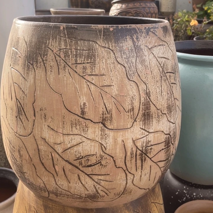 花盆紫砂高28口25还原白