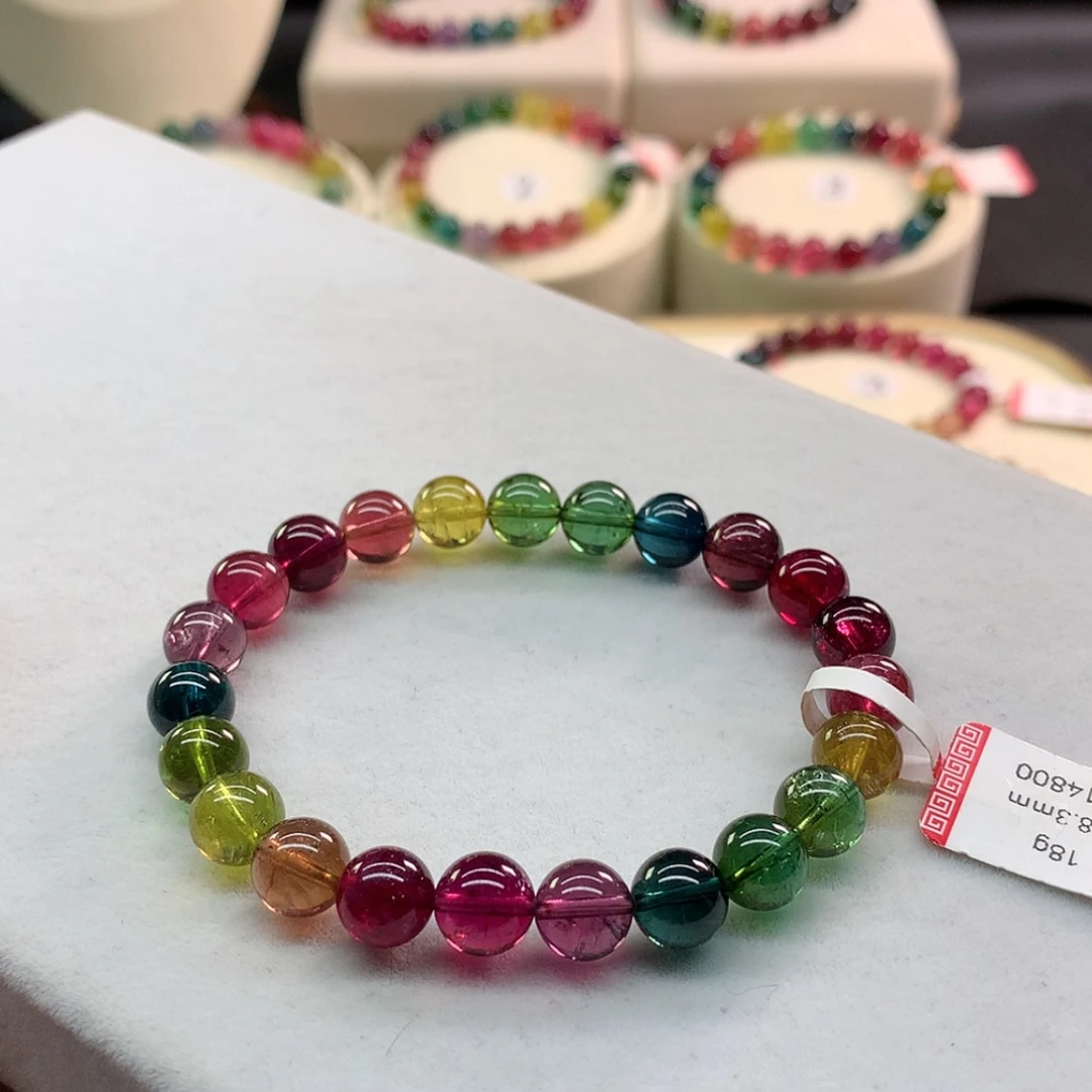 【闪购商品】手链未镶嵌碧玺碧玺浓艳色标单圈8