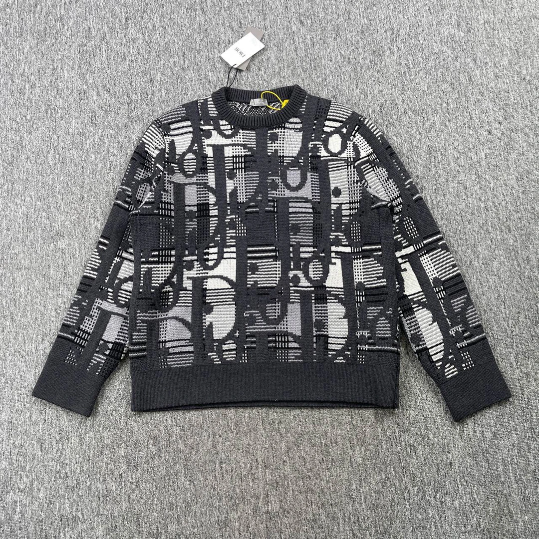 全新未使用 DIOR/迪奥 9071/印花提花图案羊毛衫针织衫/L码/全新