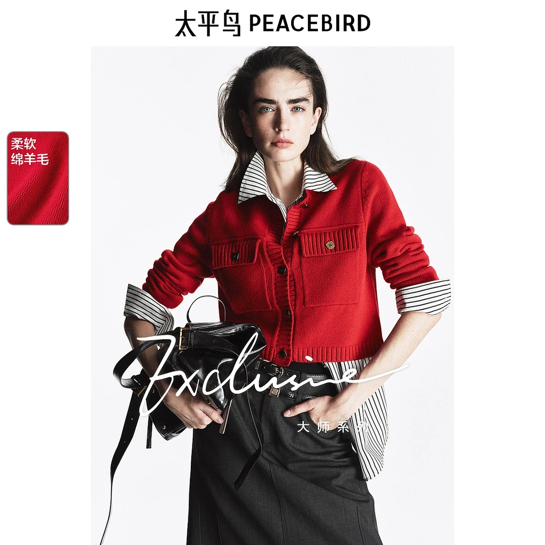 商场同款太平鸟大师系列高端通勤春新款复古箱形线开衫A1EDF1392