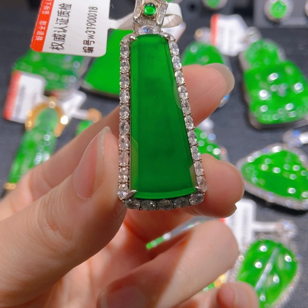 翡翠银S925镶嵌吊坠(不含链)