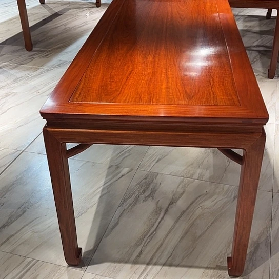 紫檀木类端景台孝**顺缅花178长方桌7件套