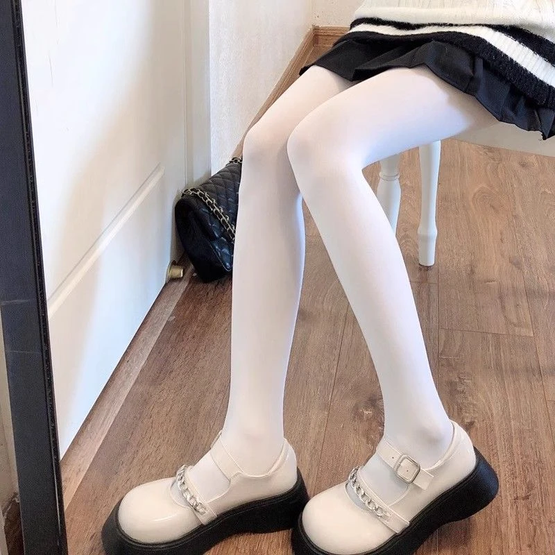 lolita纯欲奶白色丝袜秋冬季80d天鹅绒连裤袜女日系jk可爱打底袜