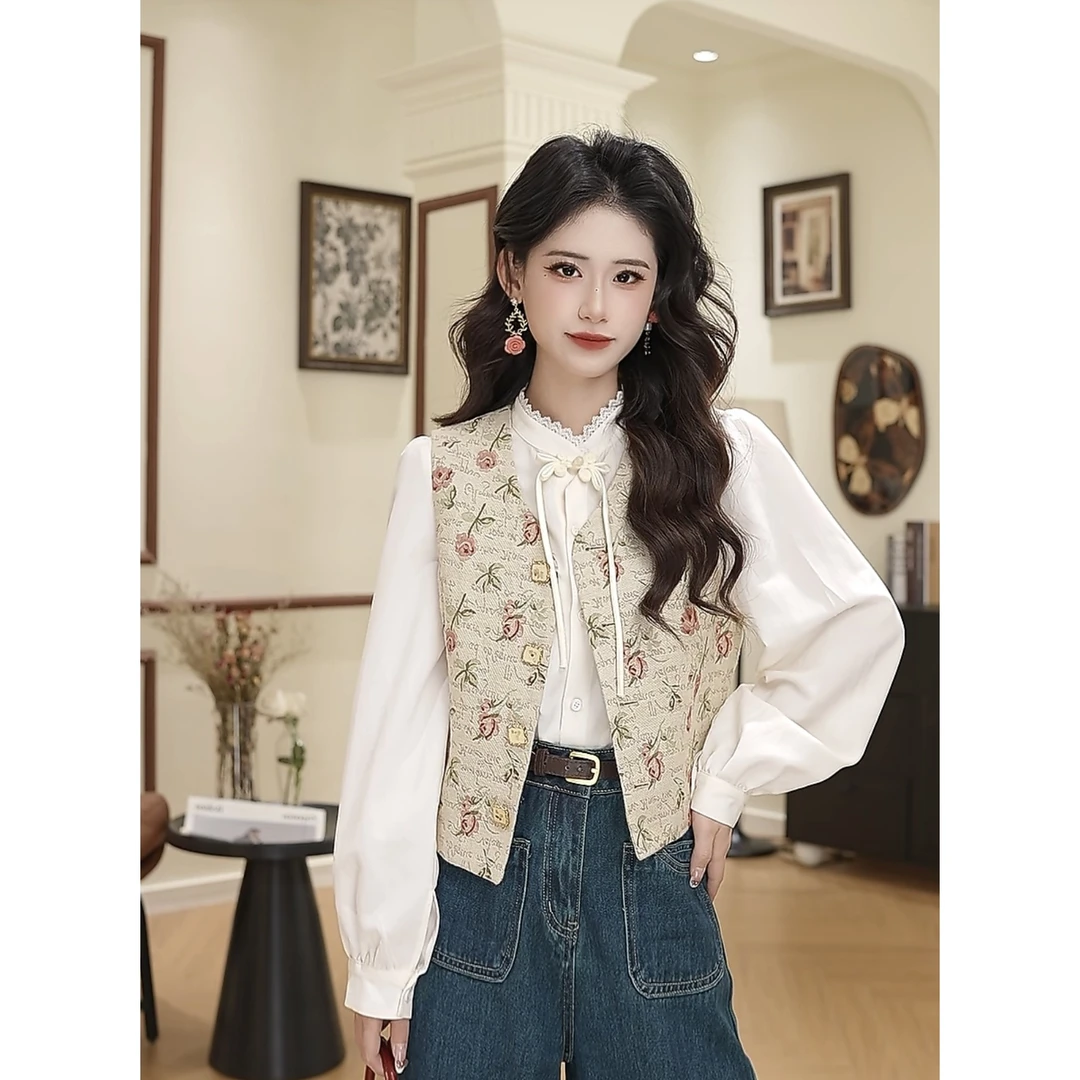 张嘉圆  春秋气质时尚复古港风宽松女马甲#7071