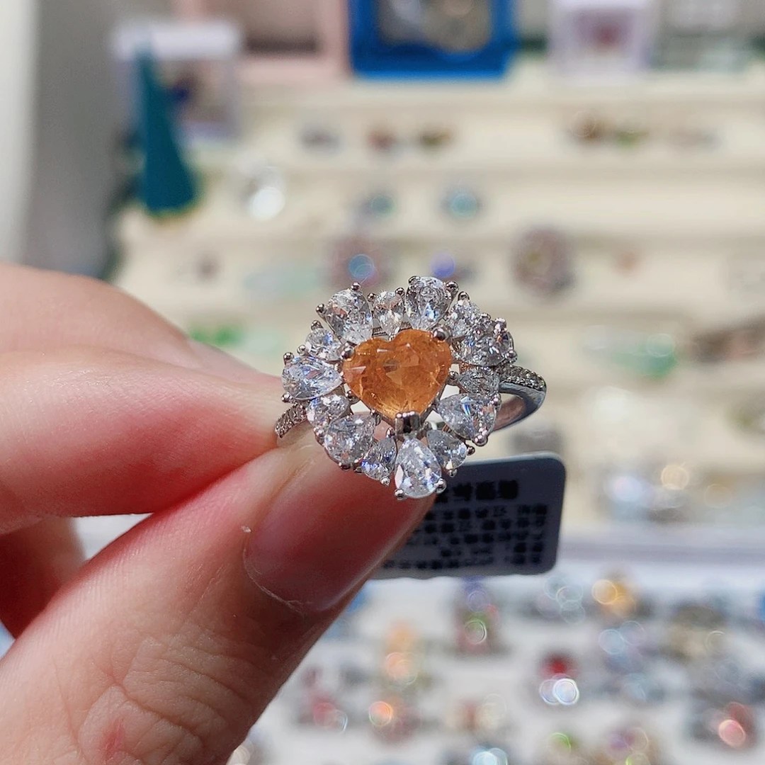 石榴石（芬达石）戒指银S925镶嵌