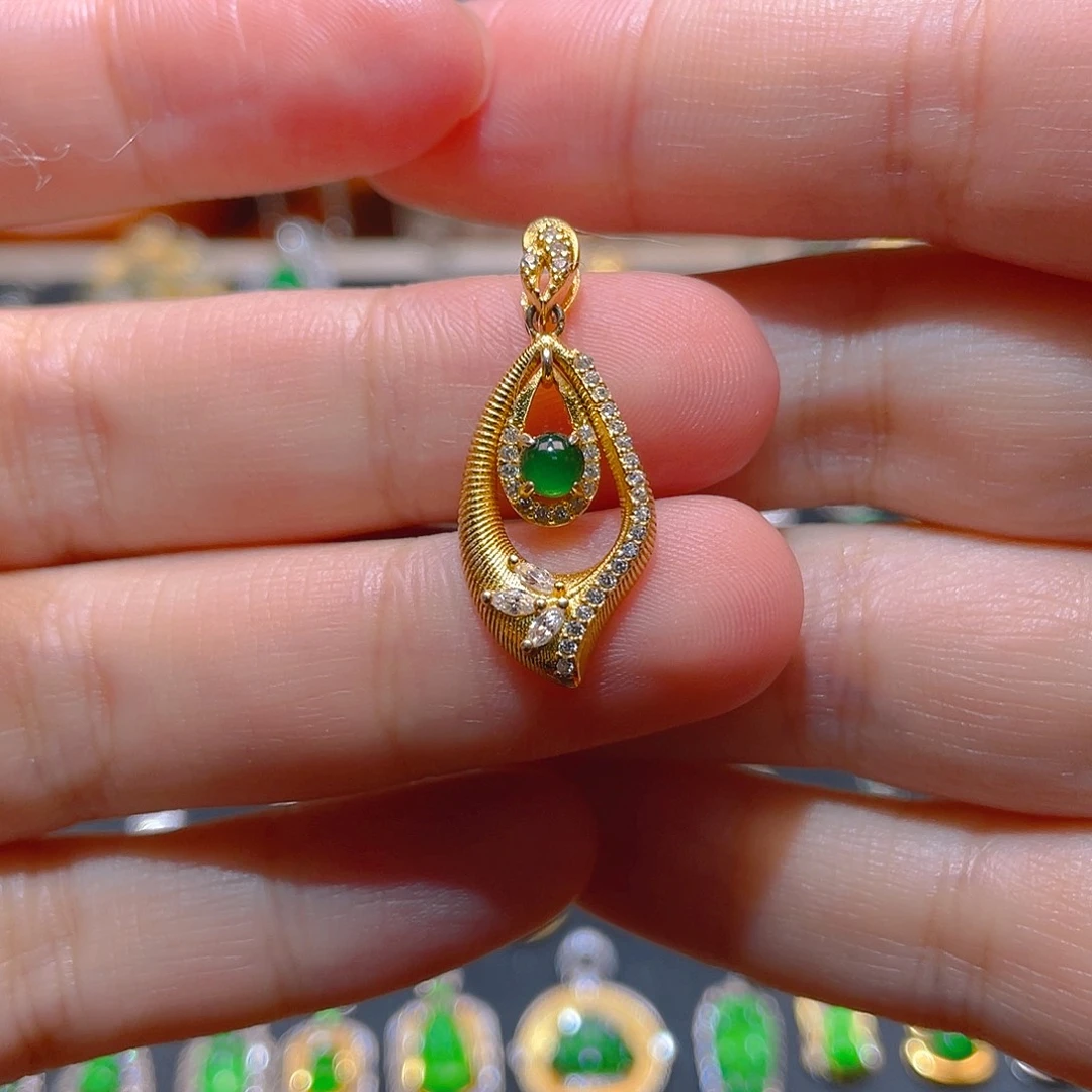 翡翠银S925镶嵌吊坠(不含链)