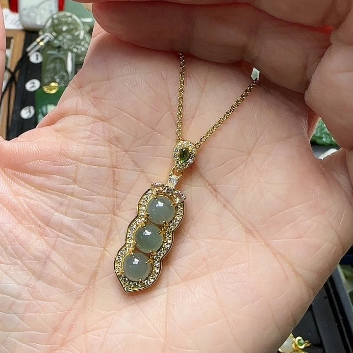 和田玉银S925镶嵌颈饰