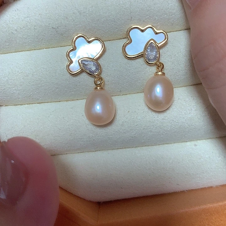 合金淡水珍珠耳饰
