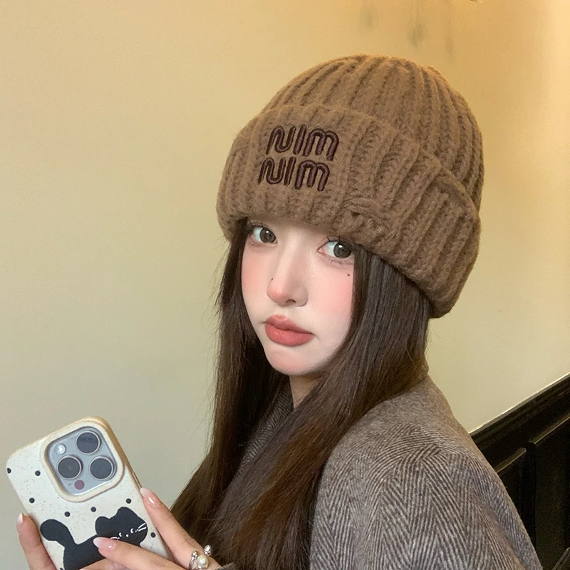 香港品牌撤柜2025美拉德毛线帽女秋冬显脸小保暖针织帽子冬天女款