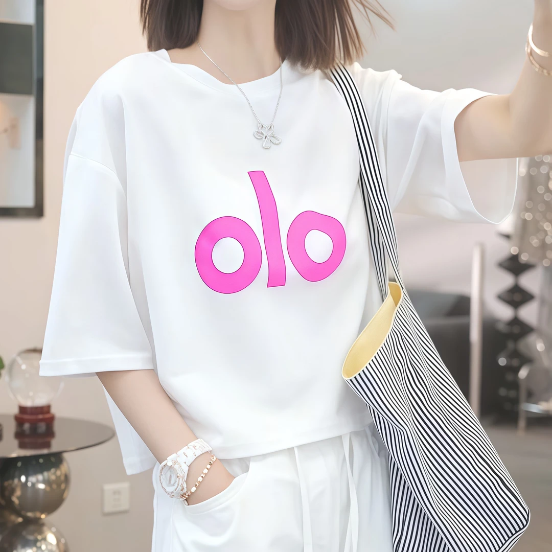 韩版2025夏季新款印花字母短袖T恤女宽松短款遮肚子百搭半袖上衣