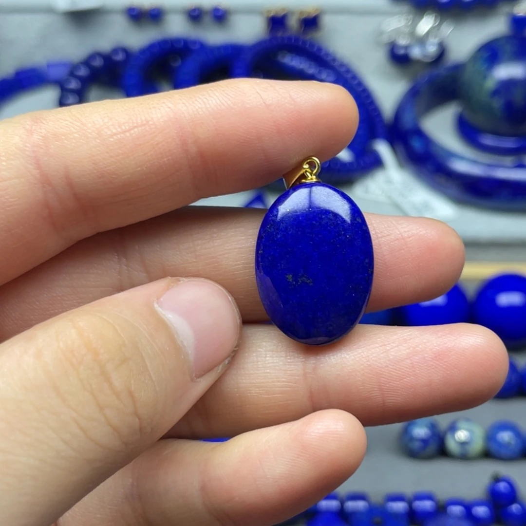 青金石银S925镶嵌吊坠