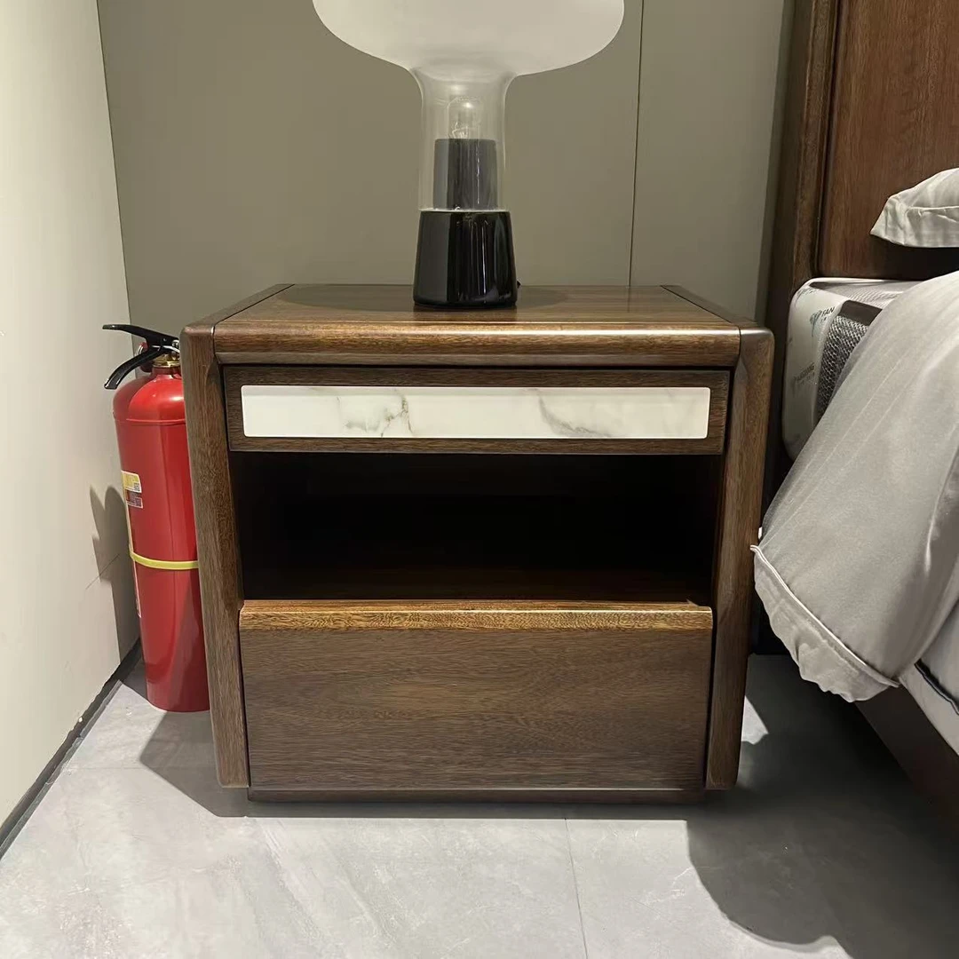 LAZ9132#实木床头柜现代简约胡桃木多功能抽屉式卧室床边储物柜