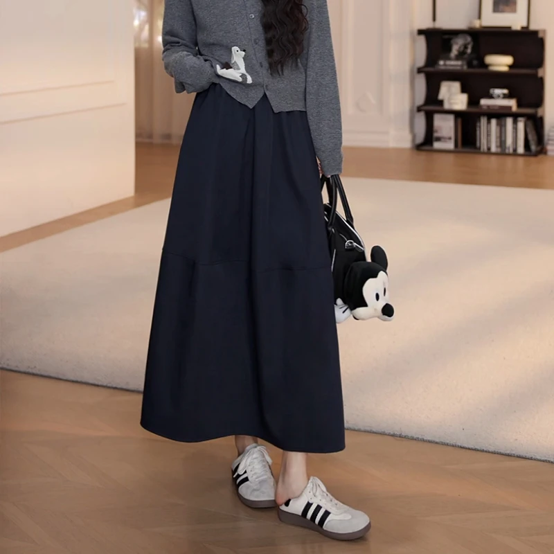 【YANYAN】藏蓝色半身裙女小个子秋季新款高腰显瘦a字裙长裙5223