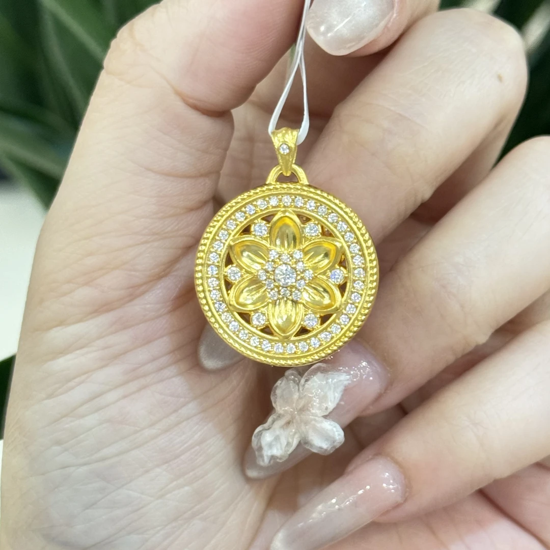 Y【妙莲罗盘点钻吊坠】--足金999精工5D（附加268/158）