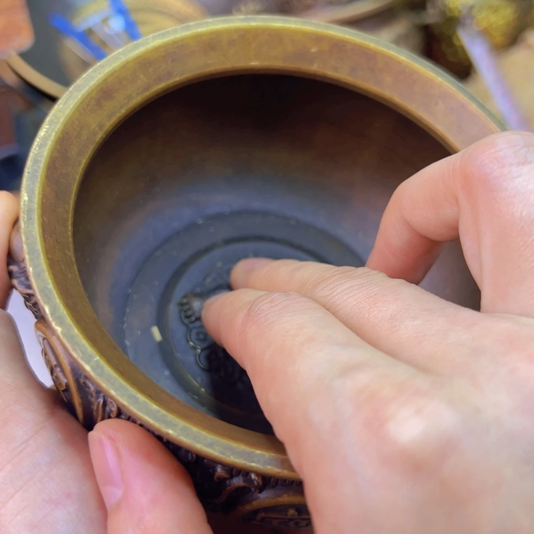 原矿风磨铜金蟾聚宝盆