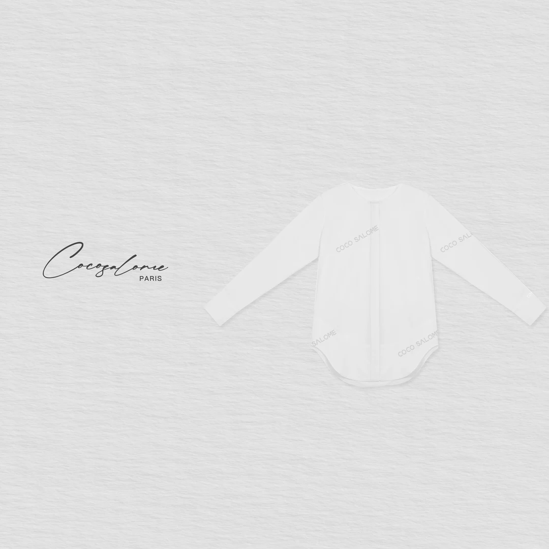 韩彬彬"素雅"春夏极简穿搭独特减龄休闲圆领长袖上衣衬衫Y307-10