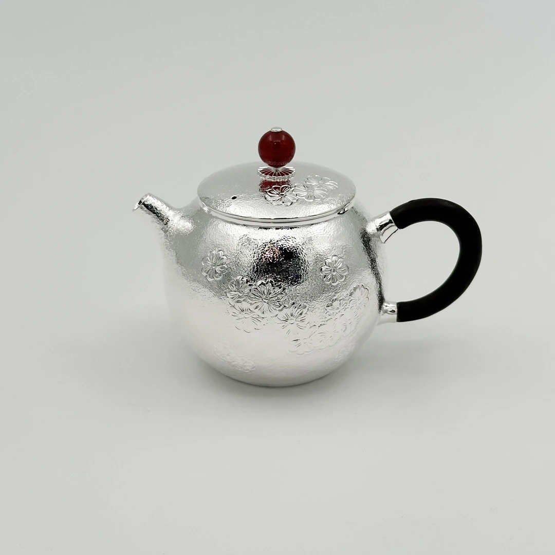 手工锤纹篆刻小碎花泡茶壶