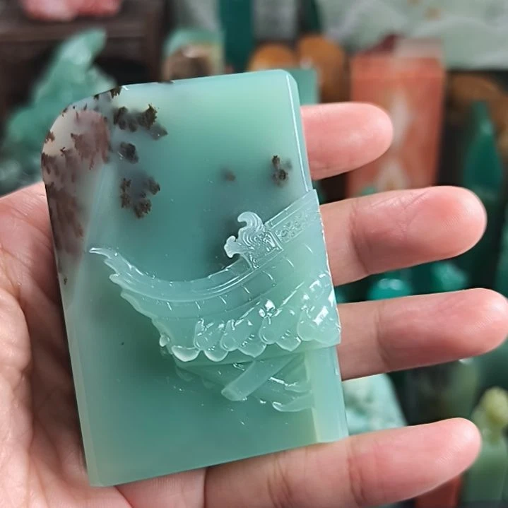 寿山石印石梅子青印章1