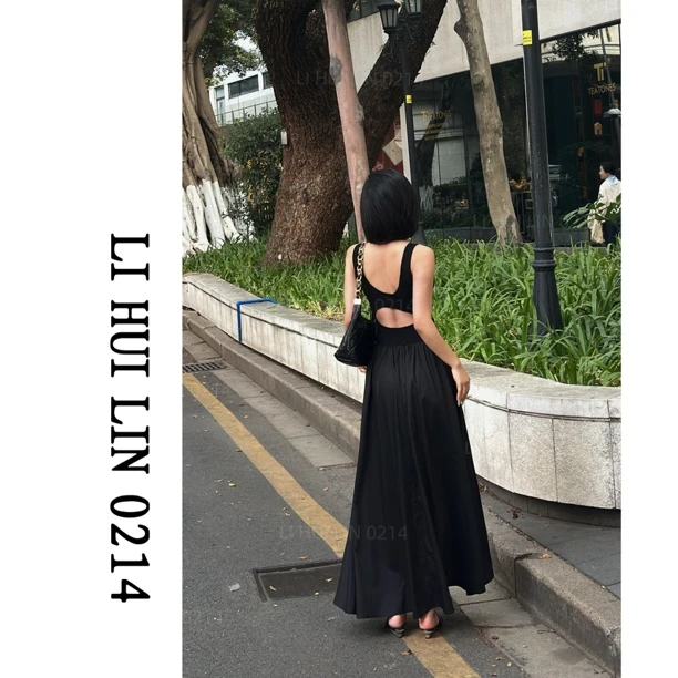 LIHUILIN/度假风小众设计感背心露背连衣裙