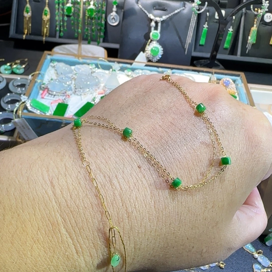 翡翠18K金镶嵌颈饰手链