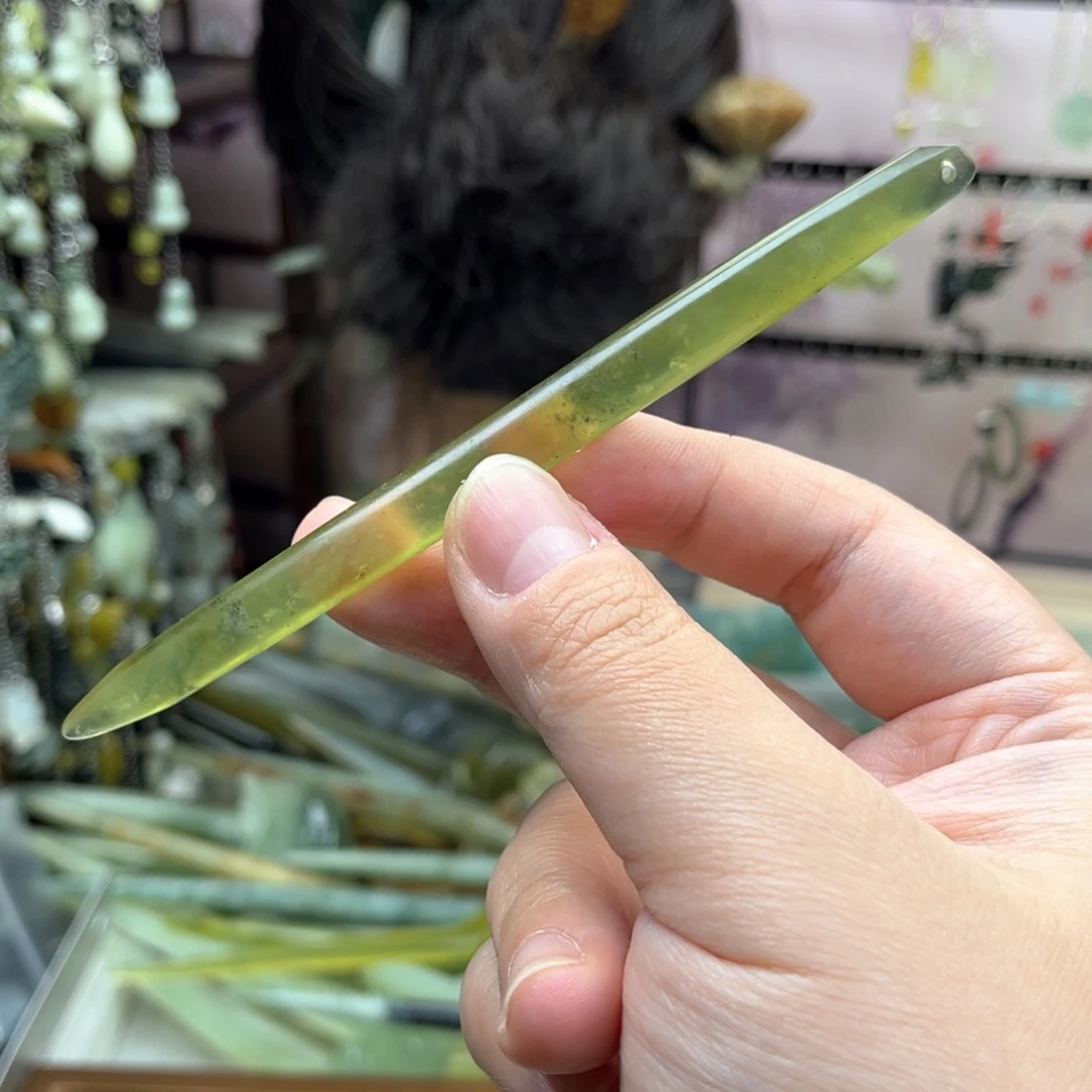 岫玉未镶嵌发饰长度12.5厘米左右