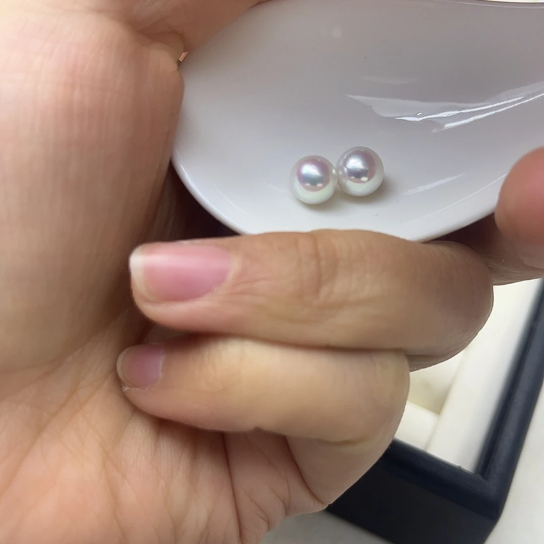 淡水珍珠银S925镶嵌耳饰