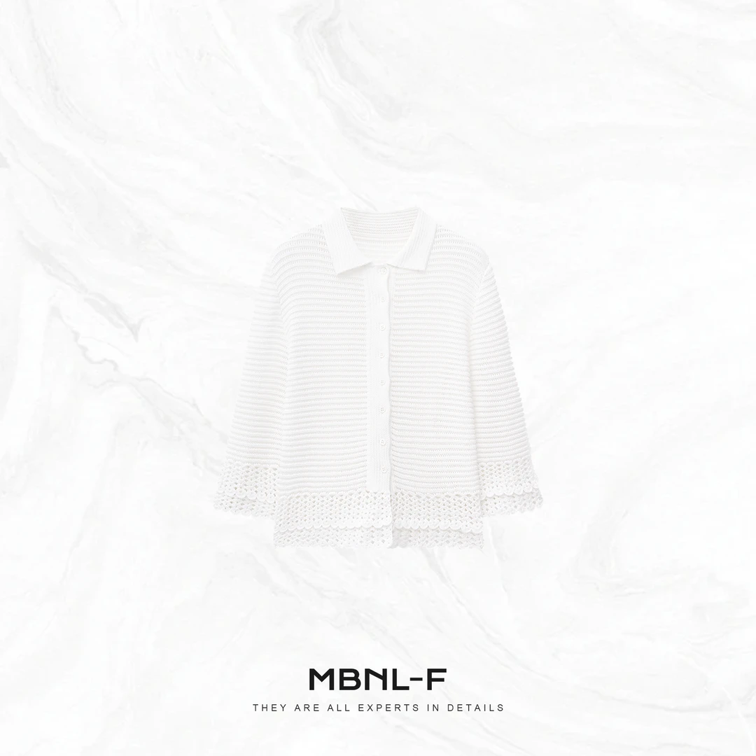 MBNL-F“淡雅法式”重工定织7针6支多股全棉镂空开衫秦磊XM-XSY7633