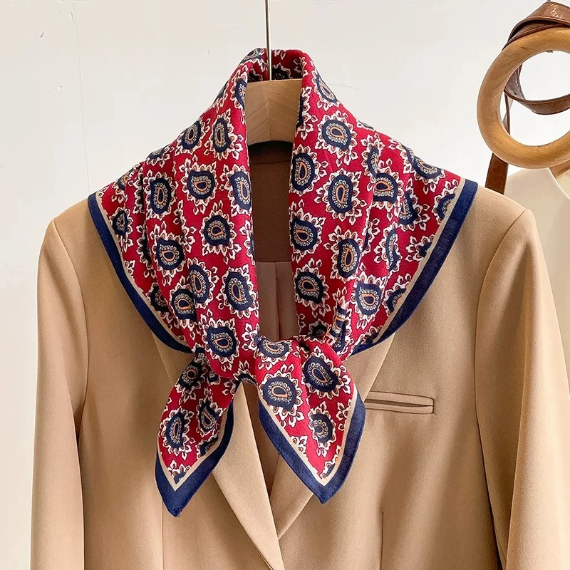 【70丝毛 红色腰果】丝巾围巾高级披肩送礼复古国风双面