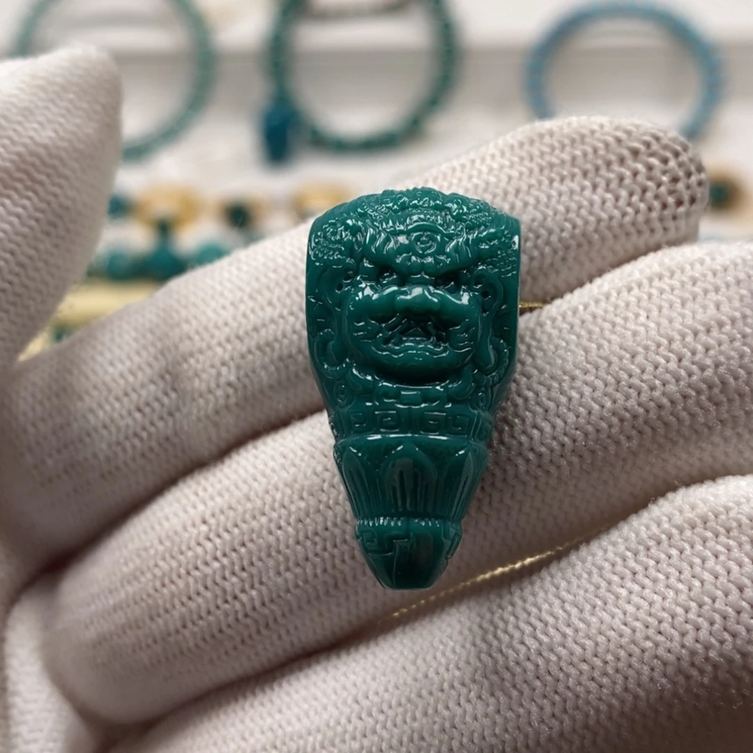 未镶嵌绿松石珠宝奇石大黑天三通15mm