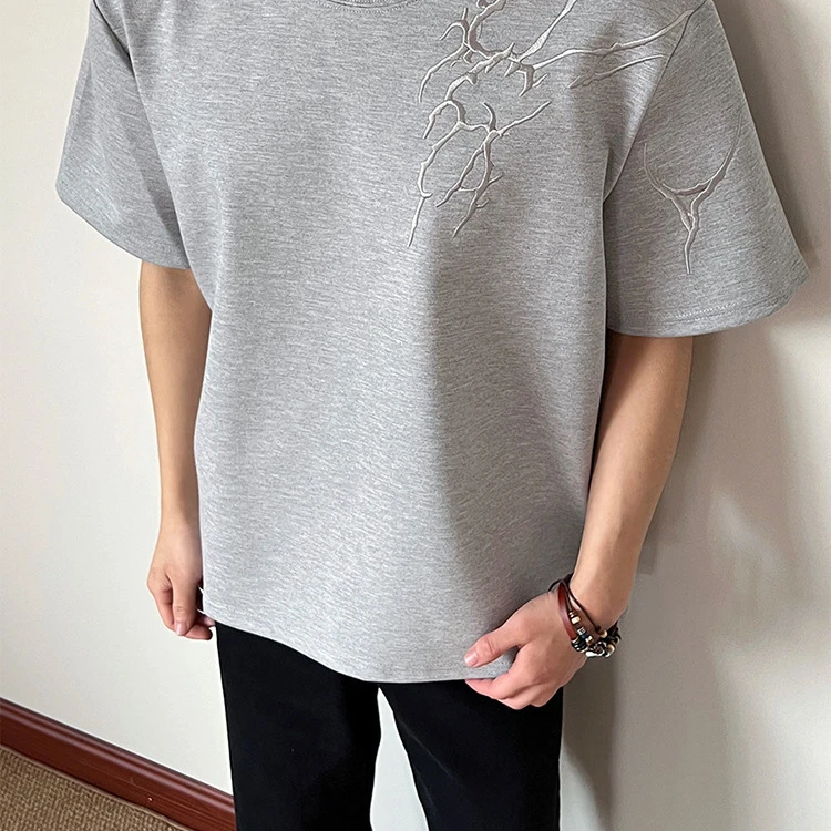 男士经典短袖T恤男士夏季百搭时尚潮流纯色宽松半男款船领巴斯克