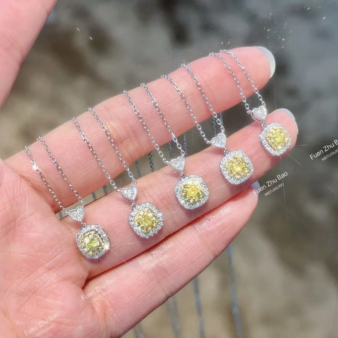 【富恩珠宝】  0709重金  黄钻爱心方形项链（多样性发其一）ZSXL