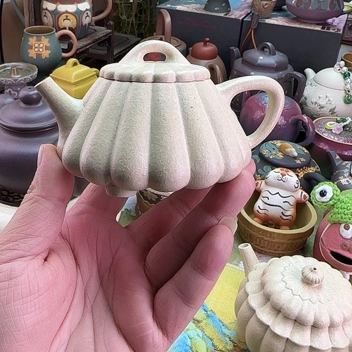 紫砂茶壶筋纹石瓢