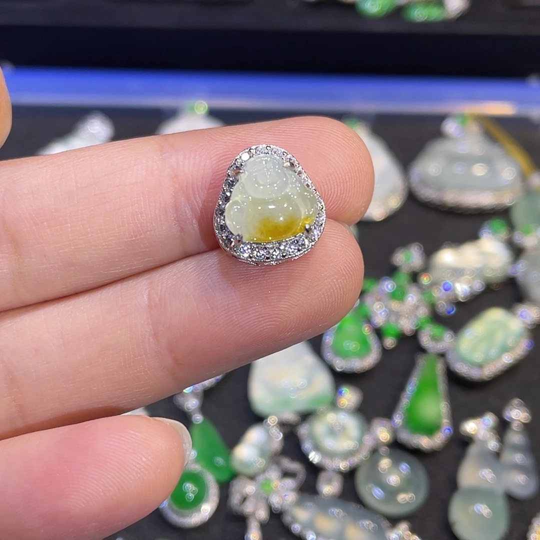 翡翠银S925镶嵌吊坠(不含链)