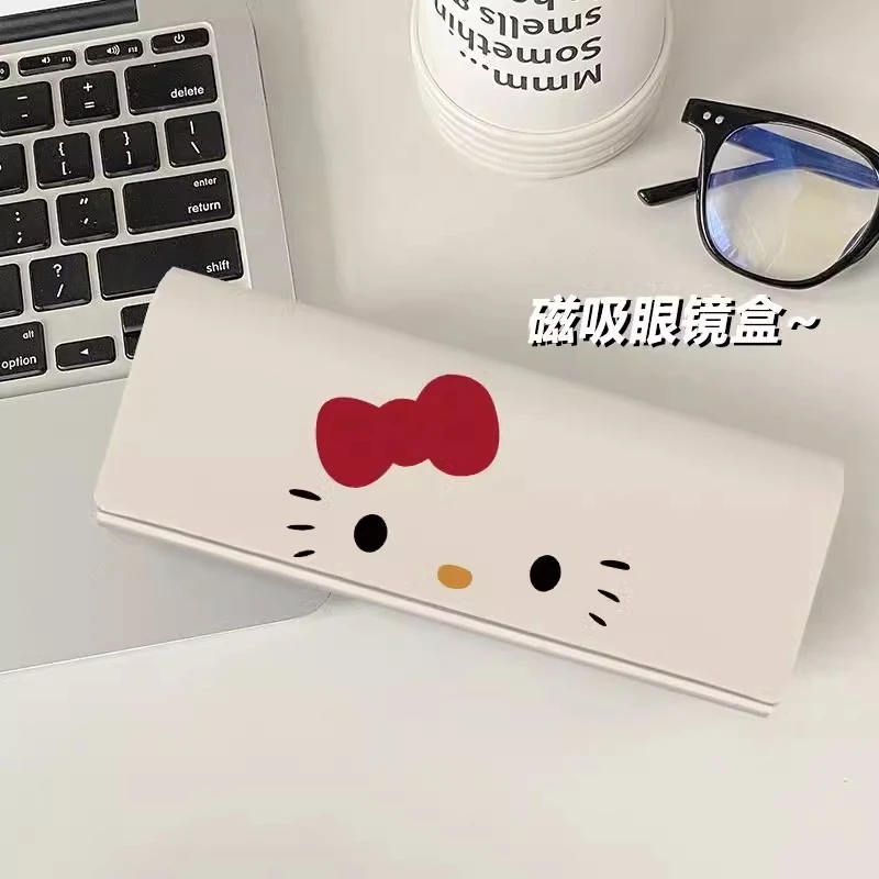 kt猫高颜值学生便携式近视墨镜眼镜盒抗压磁吸眼睛盒pu皮2025女款