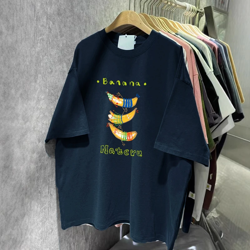 大码女装300斤胖mm藏青色短袖t恤夏季韩版宽松慵懒风半袖印花上衣