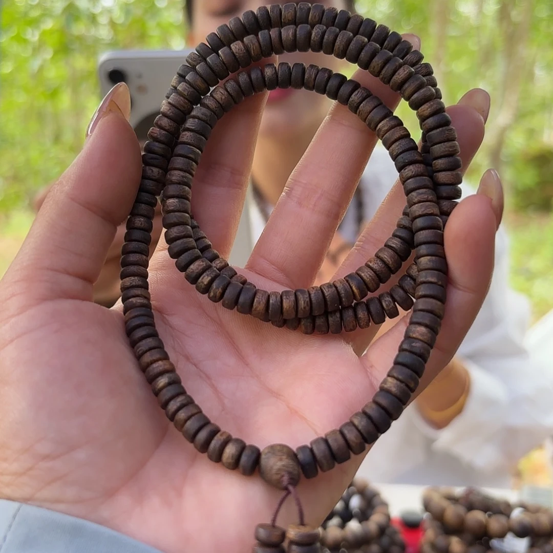 手串沉香奇楠沉香虫漏算盘珠15克➕