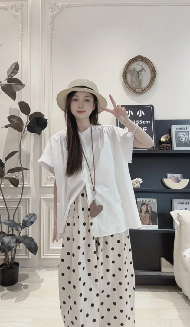 【白天鹅】夏季气质清爽白色中长款衬衫女