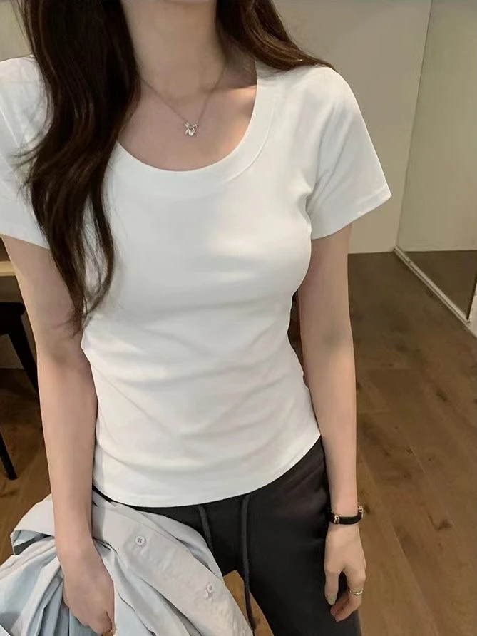 2025新款1817纯色T恤 女 显瘦简约大气百搭