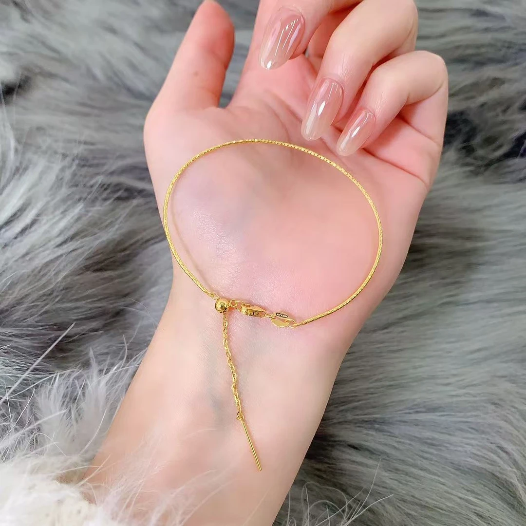 【伟新源】足金999  5G工艺 百搭DIY针式 极光抽拉镯链3.72克