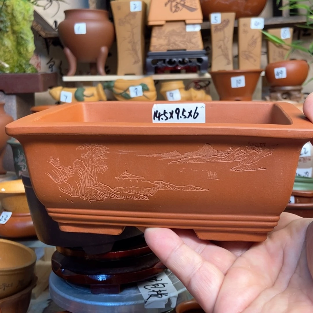 紫砂花盆孙伟，内口经尺寸