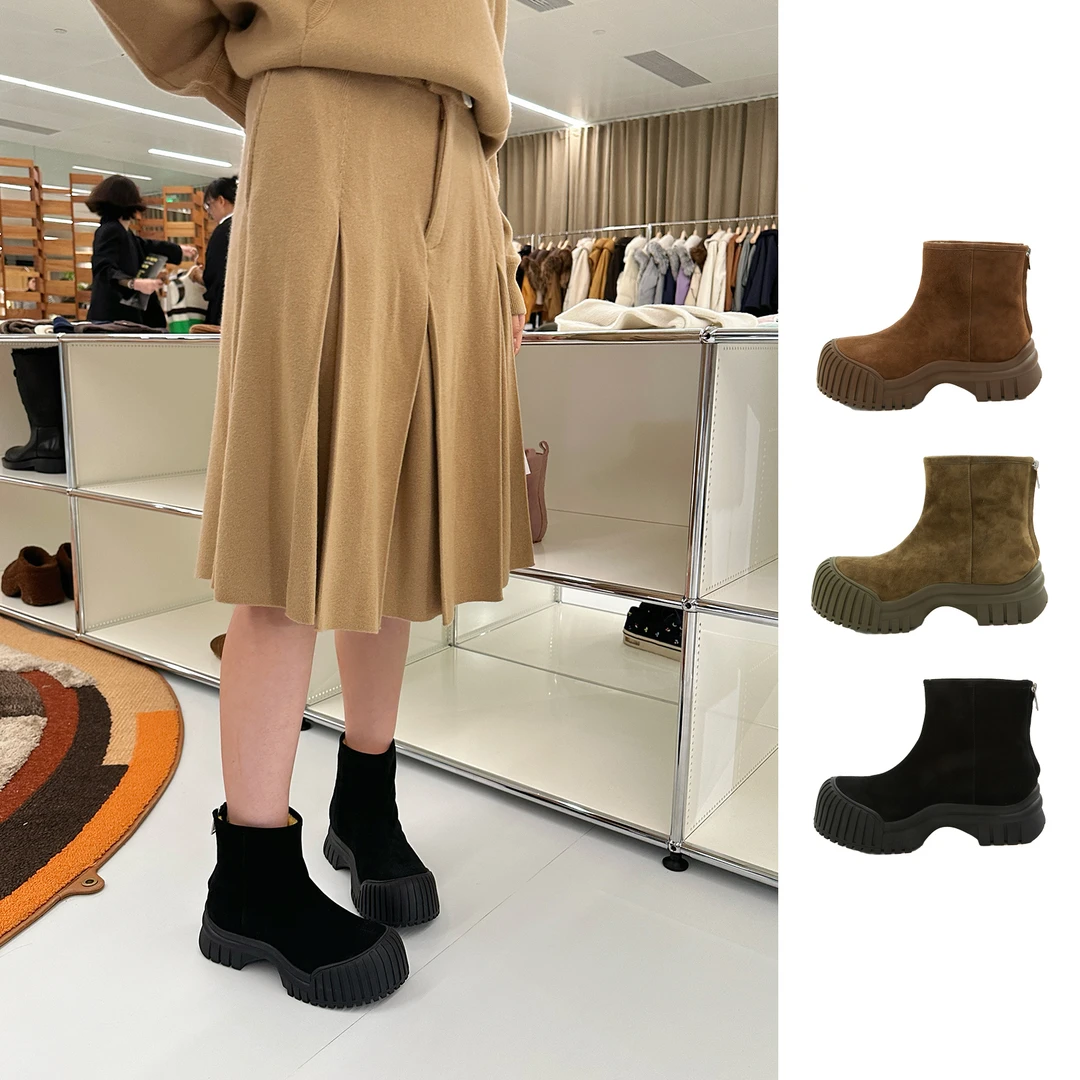 IMMI设计师品牌女式皮毛一体拉链短筒靴女冬 DSC买手店 DY5I01302