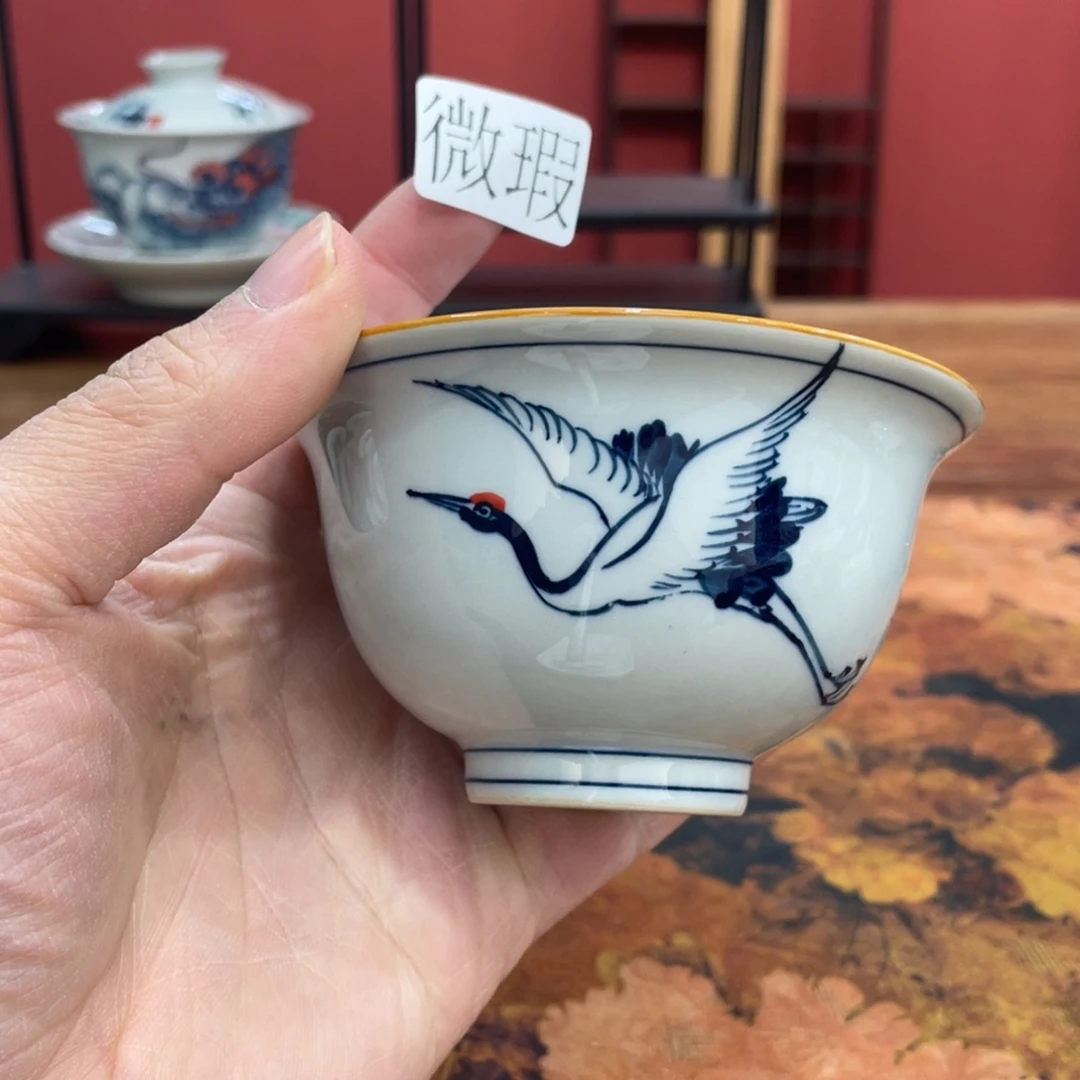 釉下手绘茶具微瑕