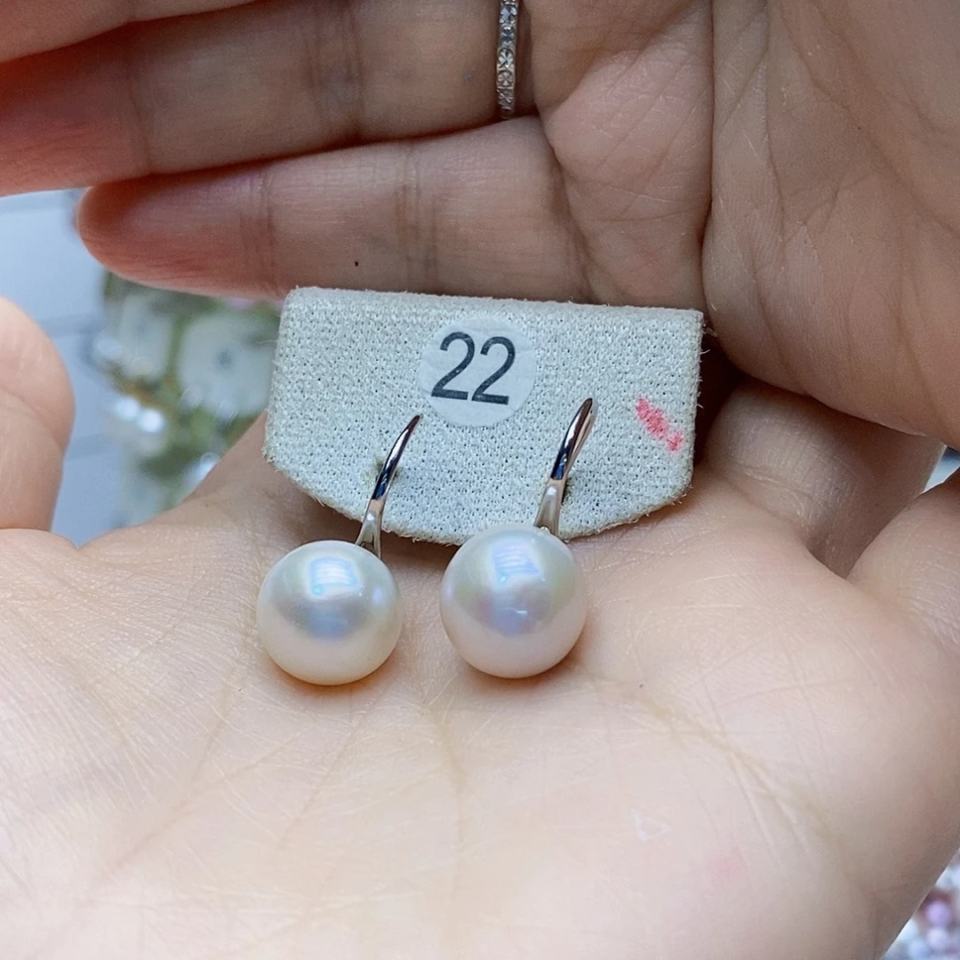 银S925镶嵌淡水珍珠耳饰