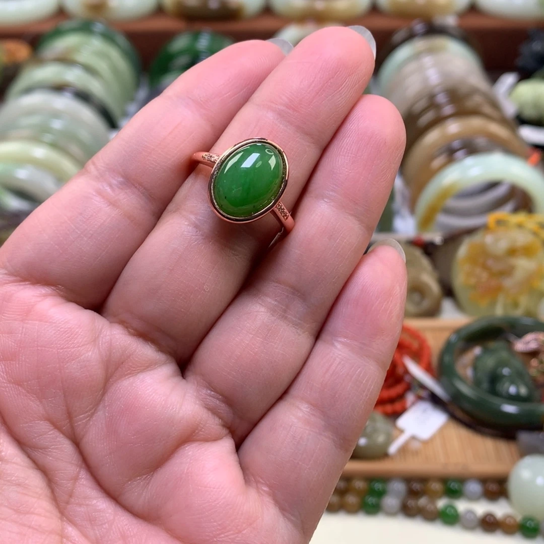 和田玉（碧玉）银S925镶嵌戒指