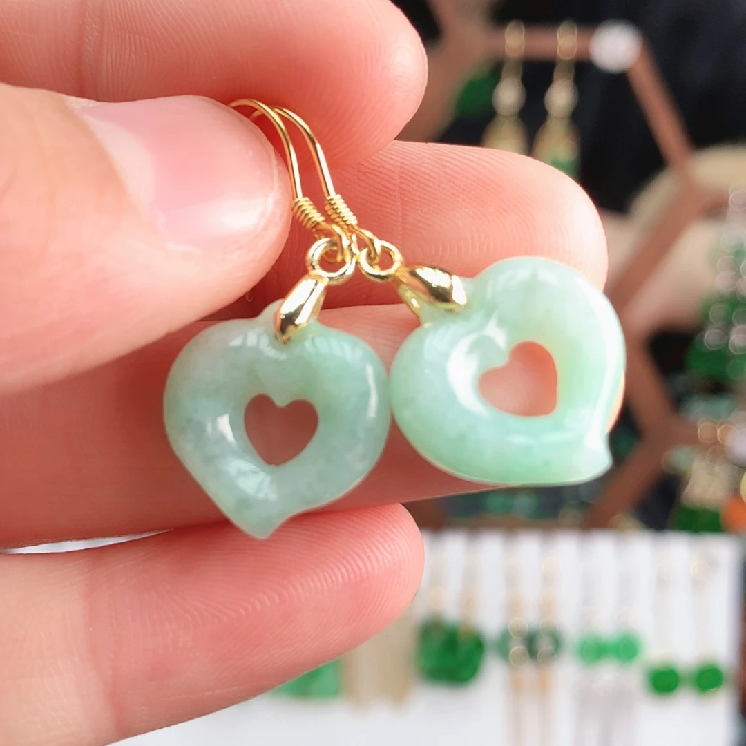 翡翠耳饰银S925镶嵌耳饰